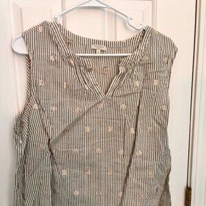 Kahki striped sleeveless blouse